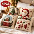 thumbnail image 1 of Christmas Throw Pillow Covers 18x18 Inch Set of 4 for Winter Holiday Sofa Couch Decoration, C, 1 of 7
