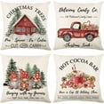 thumbnail image 1 of Christmas Throw Pillow Covers 18x18 Set of 4, Merry Christmas Tree Gnome Red Truck Candy Cane Xmas Farmhouse Decorations Rustic Winter Holiday Couch Cover for Sofa Bedroom Home Outdoor, 1 of 6