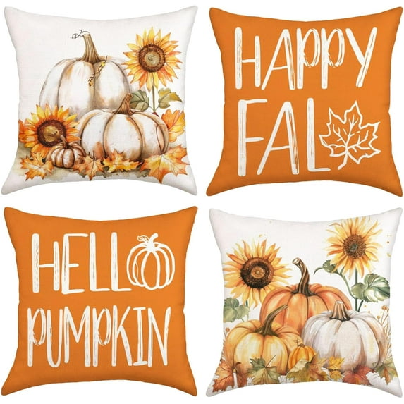 Christmas Throw Pillow Covers 18x18 Set of 4, Merry Christmas Tree Gnome Red Truck Candy Cane Xmas Farmhouse Decorations Rustic Winter Holiday Couch Cover for Sofa Bedroom Home Outdoor