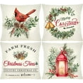thumbnail image 1 of Christmas Throw Pillow Covers 18x18 Xmas Linen Pillow Case Set of 4 Christmas Lantern Cardinal Pillow Decor for Outdoor Patio Couch, 1 of 5