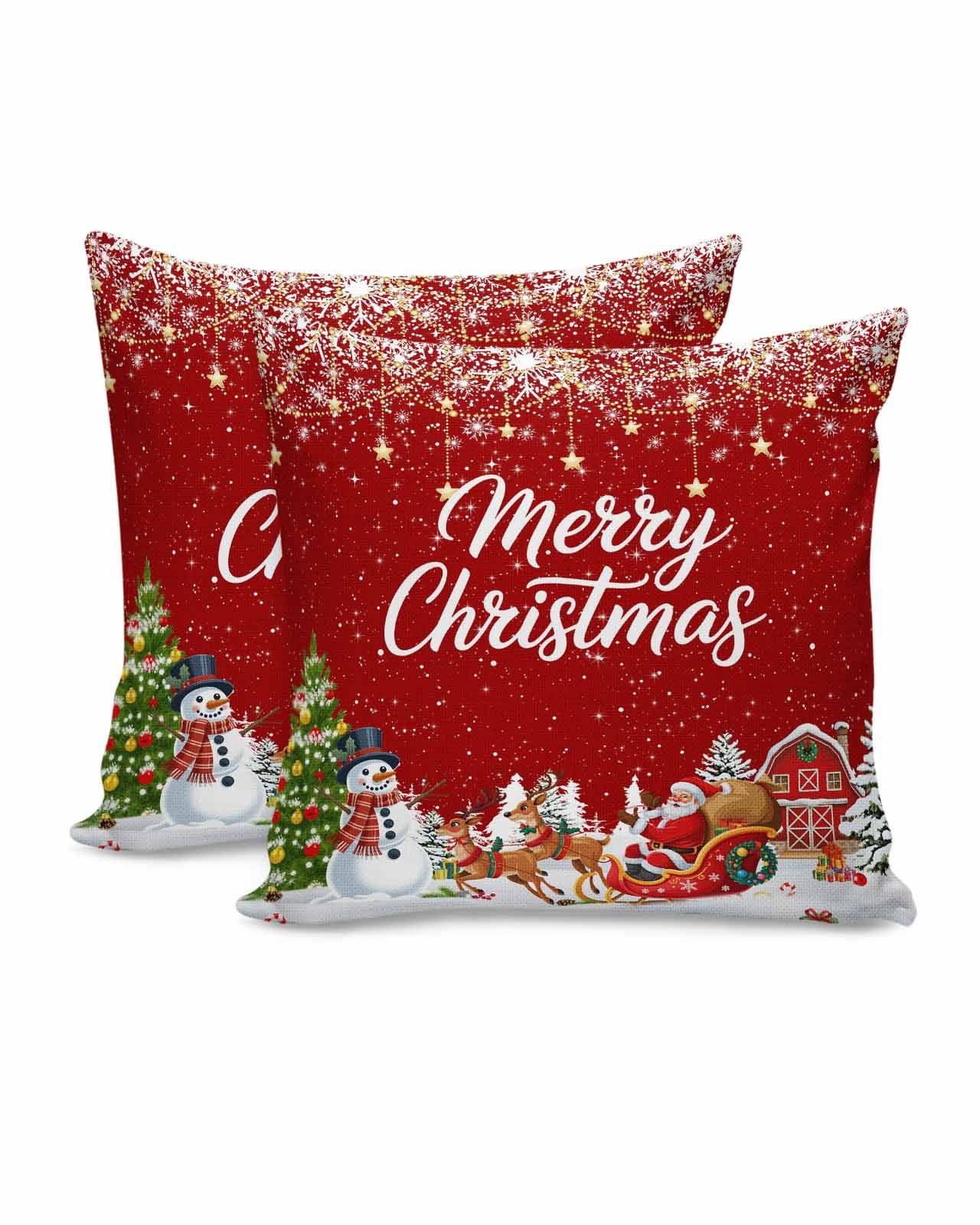 Christmas Throw Pillow Covers 20x20 Inch Set of 2 Merry Christmas ...
