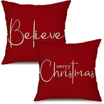 Christmas Throw Pillow Covers 20x20 Inch Set of 2 Merry Christmas Farmhouse Decorations Believe Holiday Decor Throw Cushion Case for Home Couch
