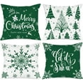thumbnail image 1 of Christmas Throw Pillow Covers 20x20 Set of 4, Merry Christmas Winter Xmas Snowflake Decorative Holiday Cushion Pillow Cases 20 x 20 for Outdoor Indoor Farmhouse Home Room Couch Decor (Green), 1 of 6