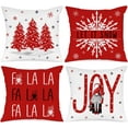 thumbnail image 1 of Christmas Throw Pillow Covers 20x20 Set of 4, Merry Christmas Xmas Winter Decorative Holiday Cushion Pillow Cases 20 x 20 for Outdoor Indoor Farmhouse Home House Room Couch Decor (Red), 1 of 6