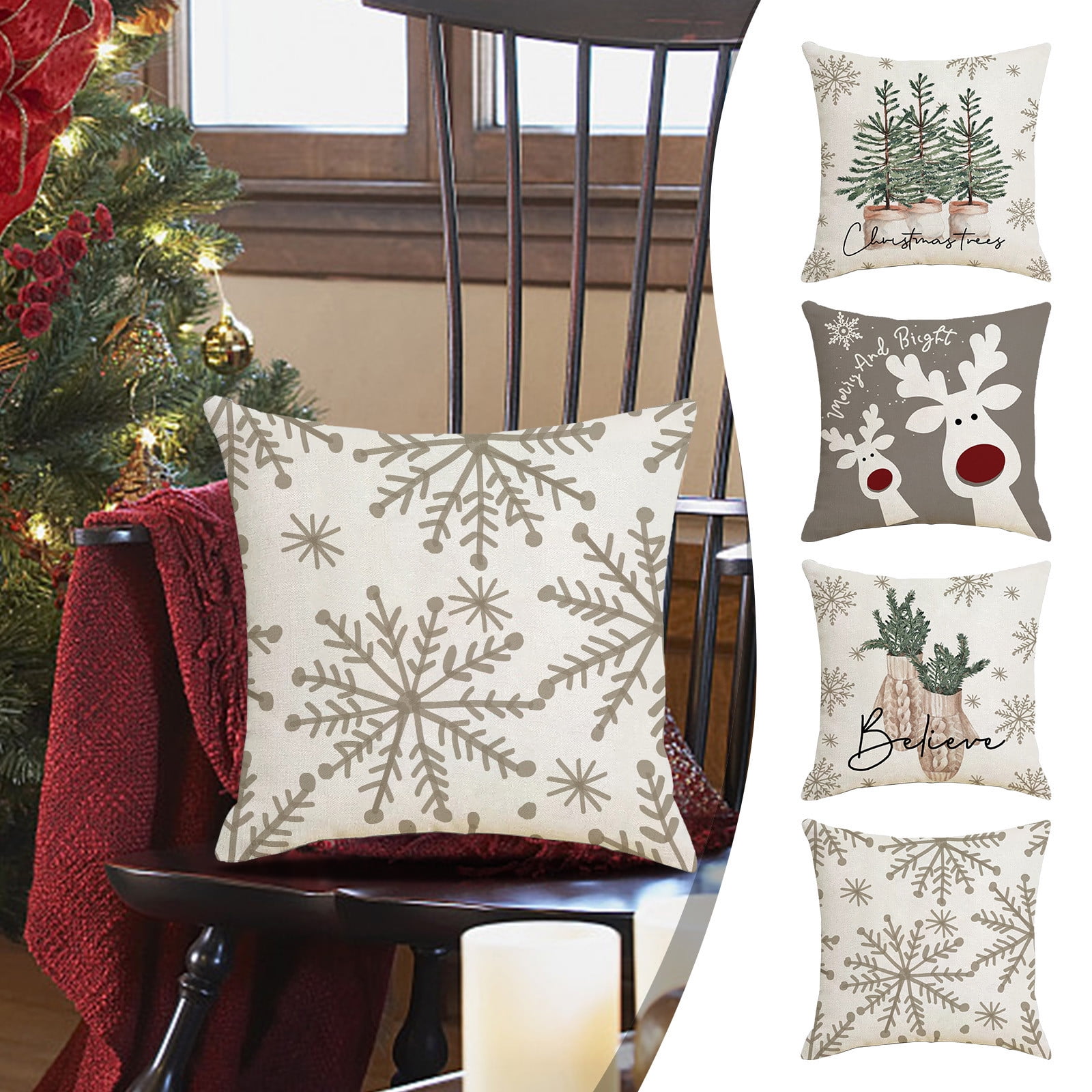 Christmas Throw Pillow Covers, Aihimol Breathable Flax Throw Pillow