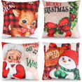 Christmas Throw Pillow Covers Decor,17x17 Set of 4 Xmas Snowman