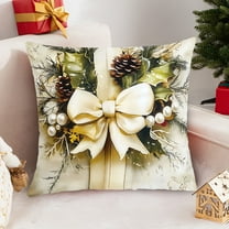 Christmas Throw Pillow Covers Holiday Pillow Cases, 1 Pack 18x18 Inch Linen Short-Plush Reindeer Christmas Tree Print Machine-Washable Festive Fits Couch, Bed or Chair Pillows