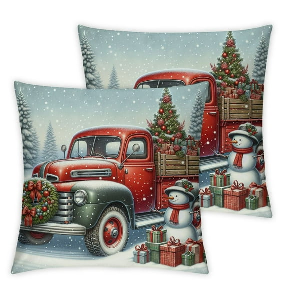 Christmas Throw Pillow Covers Set of 2 Decorative Pillowcase Cushion Covers Soft Velvet Pillow Cases for Sofa Couch Bed Car Bedroom New Year Decor