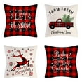 thumbnail image 1 of Christmas Throw Pillow Covers Set of 4, Linen Christmas Pillowcase Black and Red Buffalo Plaid Pillow Case for Home 18x18 Inch, 1 of 12