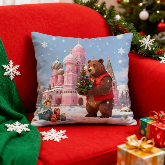 Christmas Throw Pillow Covers for Sofa 18x18" Christmas Pillow Covers Decorative Pillow Cases with Soft Fabric Hidden Zipper Holiday Decorations for Sofa Couch Livingroom Bed