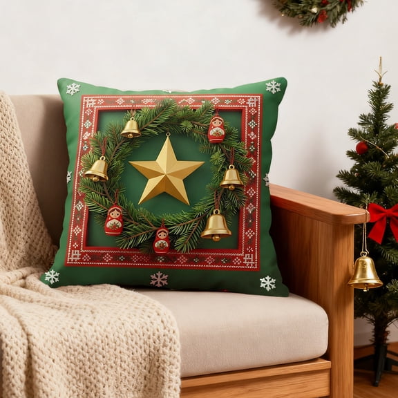 Christmas Throw Pillow Covers for Sofa 18x18" Christmas Pillow Covers Decorative Pillow Cases with Soft Fabric Hidden Zipper Holiday Decorations for Sofa Couch Livingroom Bed
