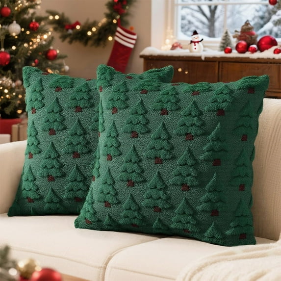Christmas Throw Pillow Covers, Square Couch Pillows Cover, Christmas Lights Embroidered Pillow Case American Retro Living Room Sofa Pillow Cushion Christmas Home Decoration(18x18", without core)