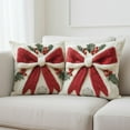 thumbnail image 1 of Christmas Throw Pillow Covers Valentine's Day Gift 17.7x17.7 Inches Soft Cozy Plush Square Red Bow Pillowcase With Hidden Zipper Bowknot Embroidered Cushion Covers For Sofa Bedroom Home Decor, 1 of 7