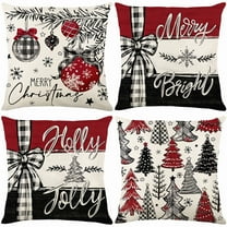Gynky Christmas Pillow Covers 18 x 18 Inches Set of 4 - Xmas Tree Holiday Cushion Case Decoration for Home Couch