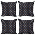 thumbnail image 1 of Christmas Throw Pillow Cushion Case Pack of 4, Checkered Diagonal Pattern with Dashed Lines and Dots Small Abstract Pine Trees, Modern Accent Double-Sided Print, 4 Sizes, Multicolor, by Ambesonne, 1 of 2