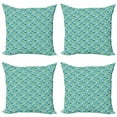 thumbnail image 1 of Ambesonne Christmas Throw Pillow Cover 4 Pack, Santa Claus Trees Snowman, 18", Lime Green Multicolor, 1 of 2