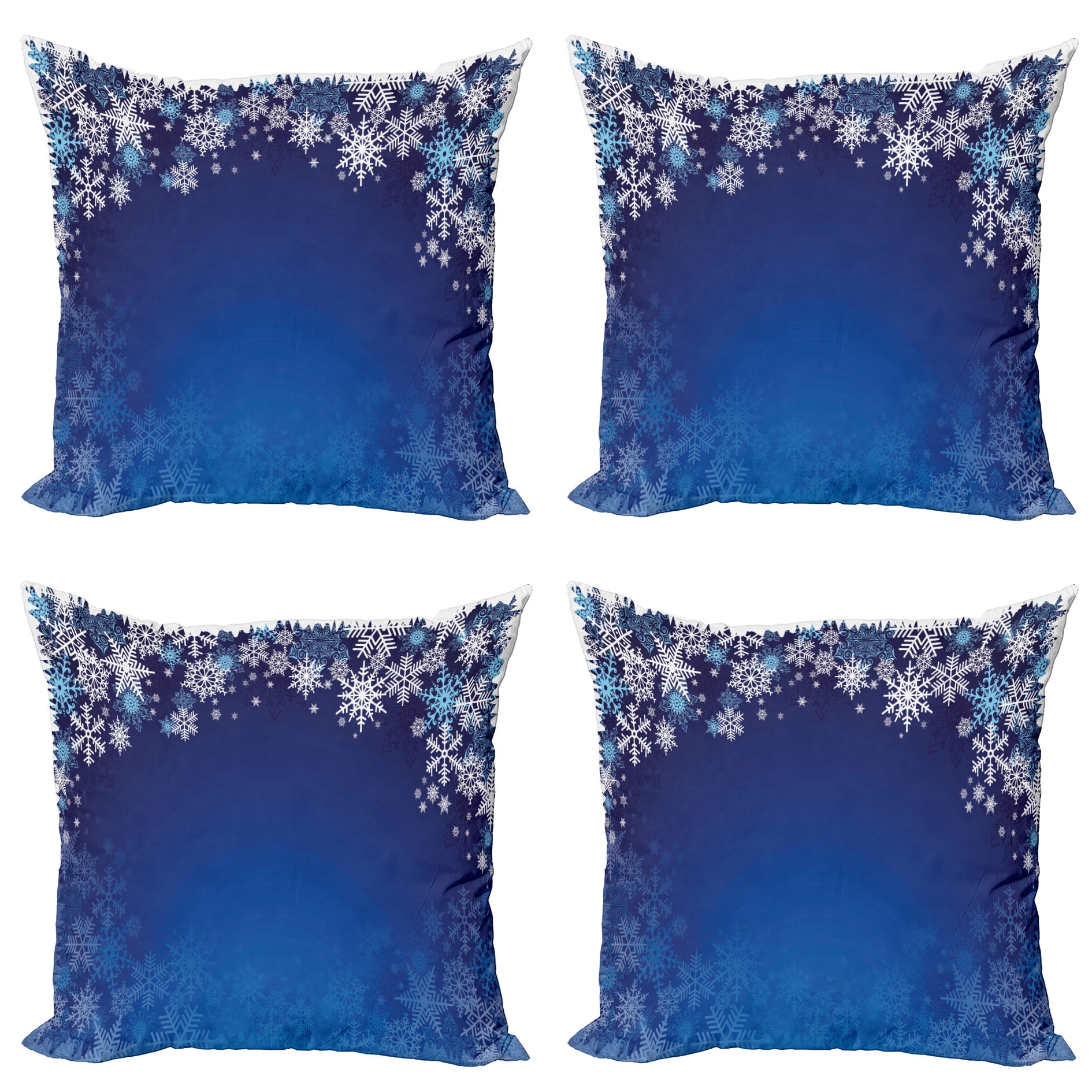 Christmas Throw Pillow Cushion Case Pack of 4, Ornamental White