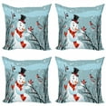 thumbnail image 1 of Ambesonne Christmas Throw Pillow Cover 4 Pack, Snowy Winter Tree, 20", Almond Green Orange, 1 of 6
