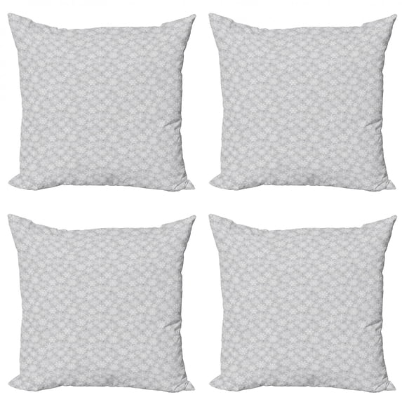 Ambesonne Christmas Throw Pillow Cover 4 Pack, Snow, 18", Grey White