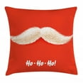 thumbnail image 1 of Christmas Throw Pillow Cushion Cover, Hairy Vivid Mustache of Santa Claus with Ho Ho Ho Lettering Happy New Year, Decorative Square Accent Pillow Case, 16 X 16 Inches, Scarlet Cream, by Ambesonne, 1 of 2