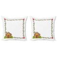 thumbnail image 1 of Ambesonne Christmas Throw Pillow Cover 2 Pack, Gingerbread House, 18", Multicolor, 1 of 2