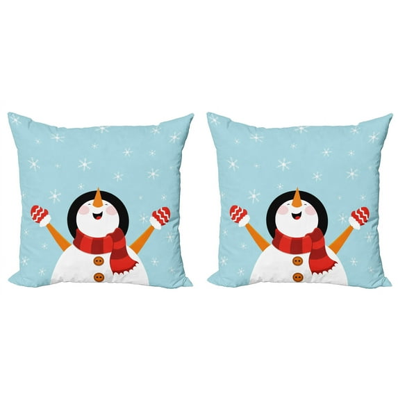 Ambesonne Christmas Throw Pillow Cover 2 Pack, Santa Snowflakes Joy, 18", Multicolor