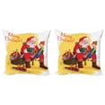 thumbnail image 1 of Ambesonne Christmas Throw Pillow Cover 2 Pack, Happy Santa Moment Joyous, 16", Pastel Yellow Multicolor, 1 of 2