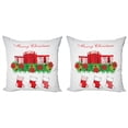 thumbnail image 1 of Ambesonne Christmas Throw Pillow Cover 2 Pack, Hanging Stockings, 20", Red Emerald White, 1 of 2