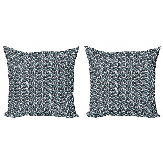 Ambesonne Christmas Throw Pillow Cover 2 Pack, Snowflakes and Trees, 24", Pale Blue Dark Blue