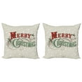 thumbnail image 1 of Ambesonne Christmas Throw Pillow Cover 2 Pack, Star Snowflake Retro, 24", Eggshell Sea Green Ruby, 1 of 2