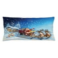 thumbnail image 1 of Christmas Throw Pillow Cushion Cover, Santa in Sleigh Reindeer and Toys Snowy North Pole Tale Fantasy Image, Decorative Rectangle Accent Pillow Case, 36" X 16", Navy Blue, by Ambesonne, 1 of 1