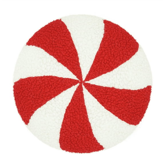 Christmas Throw Pillows - Christmas Candy Cane Plush, 3D Red White Peppermint Pillow, Xmas Red Lollipop Pillow