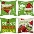 thumbnail image 1 of Christmas Throw Pillows Covers 18x18 Set of 4 Green Elf Pillow Covers Christmas Decorations for Home Sofa Couch Bed, 1 of 5