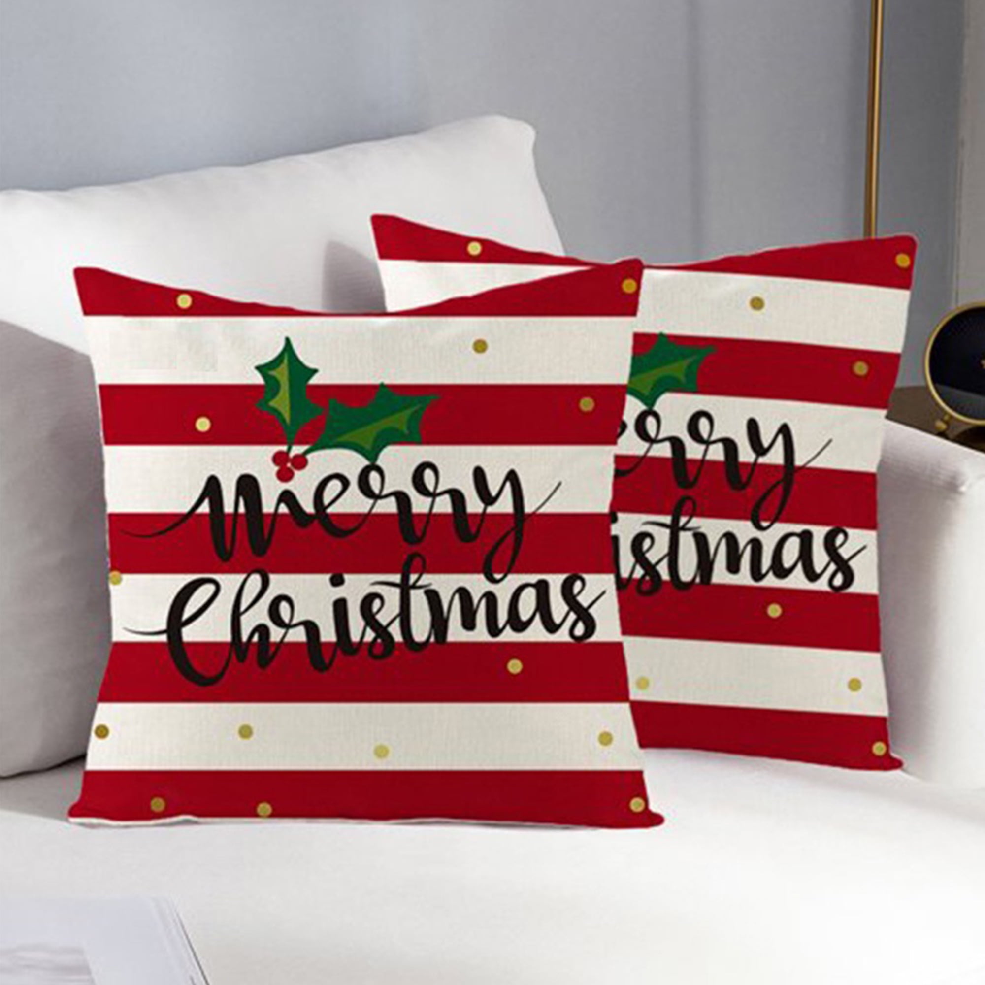 Christmas Throw Pillows Covers for Bedding Clearance, 2 Pack Premium Linen  Square Christmas Decorative Pillows, 18'' x 18'' Square Winter Christmas  Decorative Pillowcase for Thanksgiving Day, S12328 