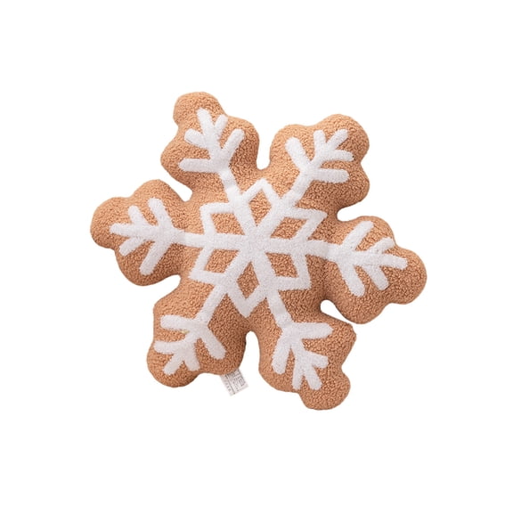 Christmas Throw Pillows Plush Snowflake Shaped Pillow for Xmas Winter Holiday Party Bedroom Living Room Cushion Couch Sofa Decoration (Brown)