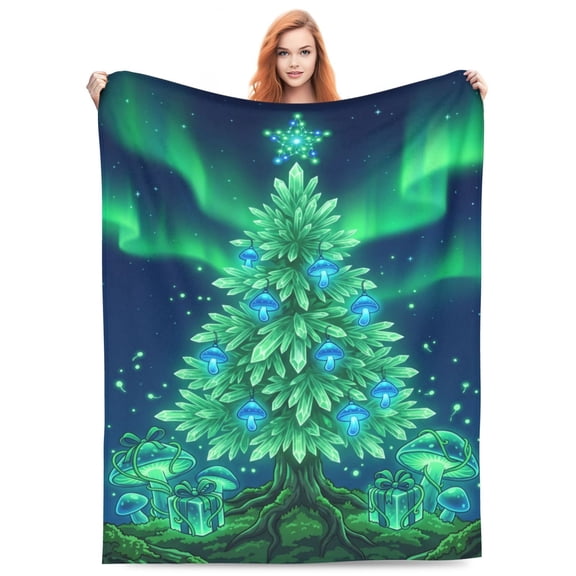 Christmas Throw blanket Soft Cozy Fuzzy Flannel Christmas Tree Fall Throw Blanket Winter Present for Couch Watching TV Camping 50x40