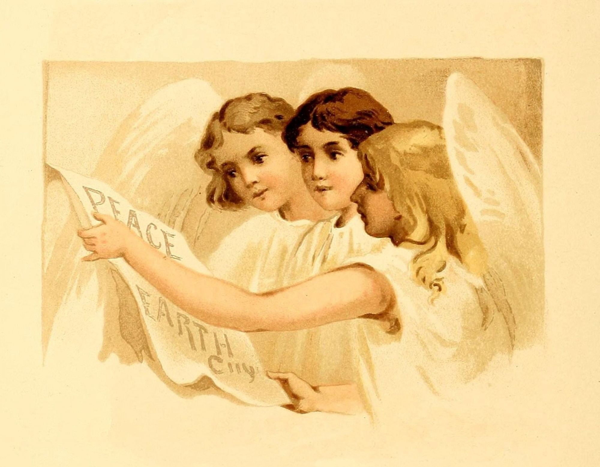Christmas Tide 1889 Angels Canvas Art - Lizbeth Humphrey (24 x 36)