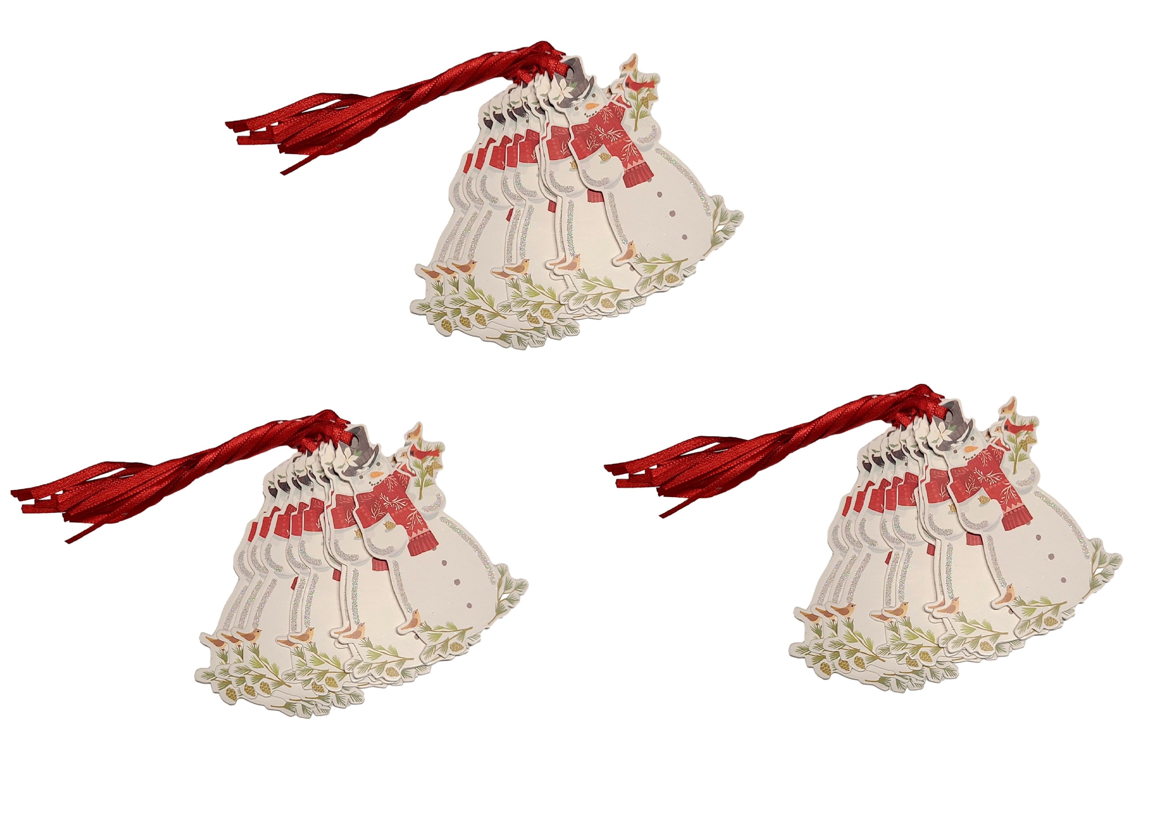 Christmas TieOn Gift Tags (30 Ct, Snowman) Glitter Cut Out Gift Tags