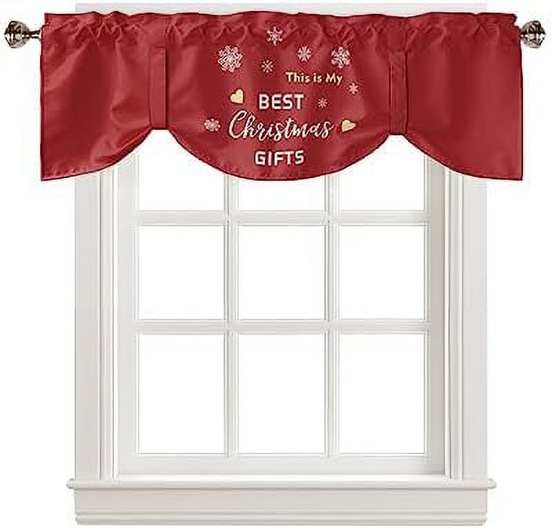 Christmas Tie Up Valance for Windows Red Truck with Christmas Trees
