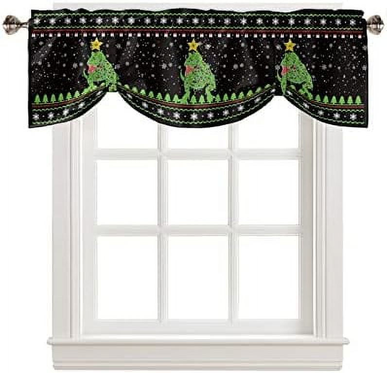 Christmas Tie Up Valance for Windows Winter Christmas Tree Curtains