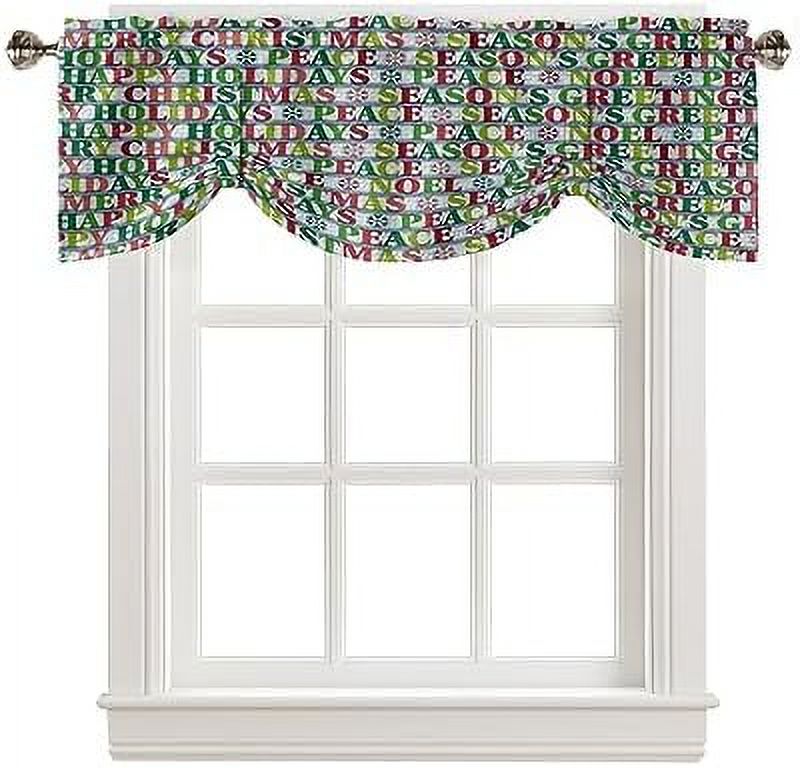 Christmas Tie Up Valance for Windows Xmas Trees Forest Curtains