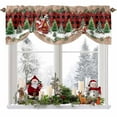 thumbnail image 1 of Christmas Tie Up Valances Curtain, Reindeer Sled Cottage Trees Plants Snowflakes Red Adjustable Rod Pocket Short Window Treatment Tie Up Curtains Valances for Kitchen Living Room Bathroom 42x18 In, 1 of 9