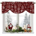 thumbnail image 1 of Christmas Tie Up Valances Curtain, Winter Snowflakes Red Black Buffalo Plaid Adjustable Rod Pocket Short Window Treatment Tie Up Curtains Valances for Kitchen Living Room Bathroom 54x18 Inches, 1 of 9