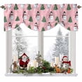 thumbnail image 1 of Christmas Tie Up Valances Curtain, Winter Snowman Christmas Tree Snowflakes Pink Adjustable Rod Pocket Short Window Treatment Tie Up Curtains Valances for Kitchen Living Room Bathroom 42x12 Inches, 1 of 9