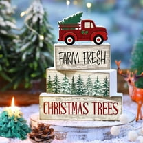 Christmas Tiered Tray Decor Set - Vintage Block Signs for Holiday Shelf and Kitchen, Rustic Tiered Tray Decorations for Home Decoration and Gift