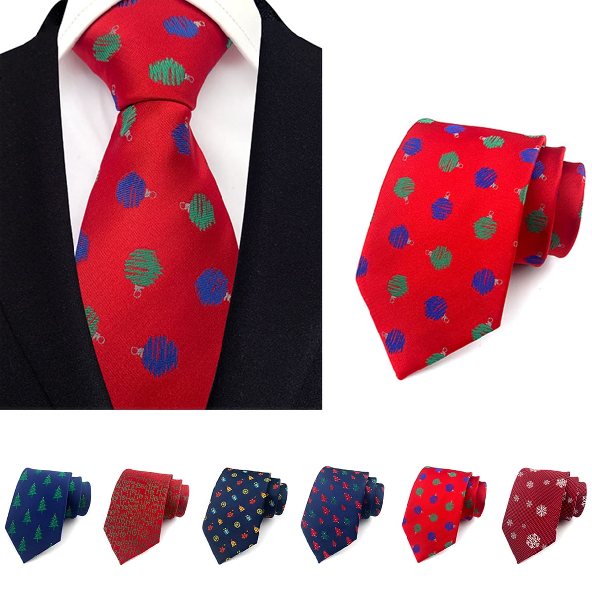 Christmas Ties for Men Christmas Print Festival Party Accessories
