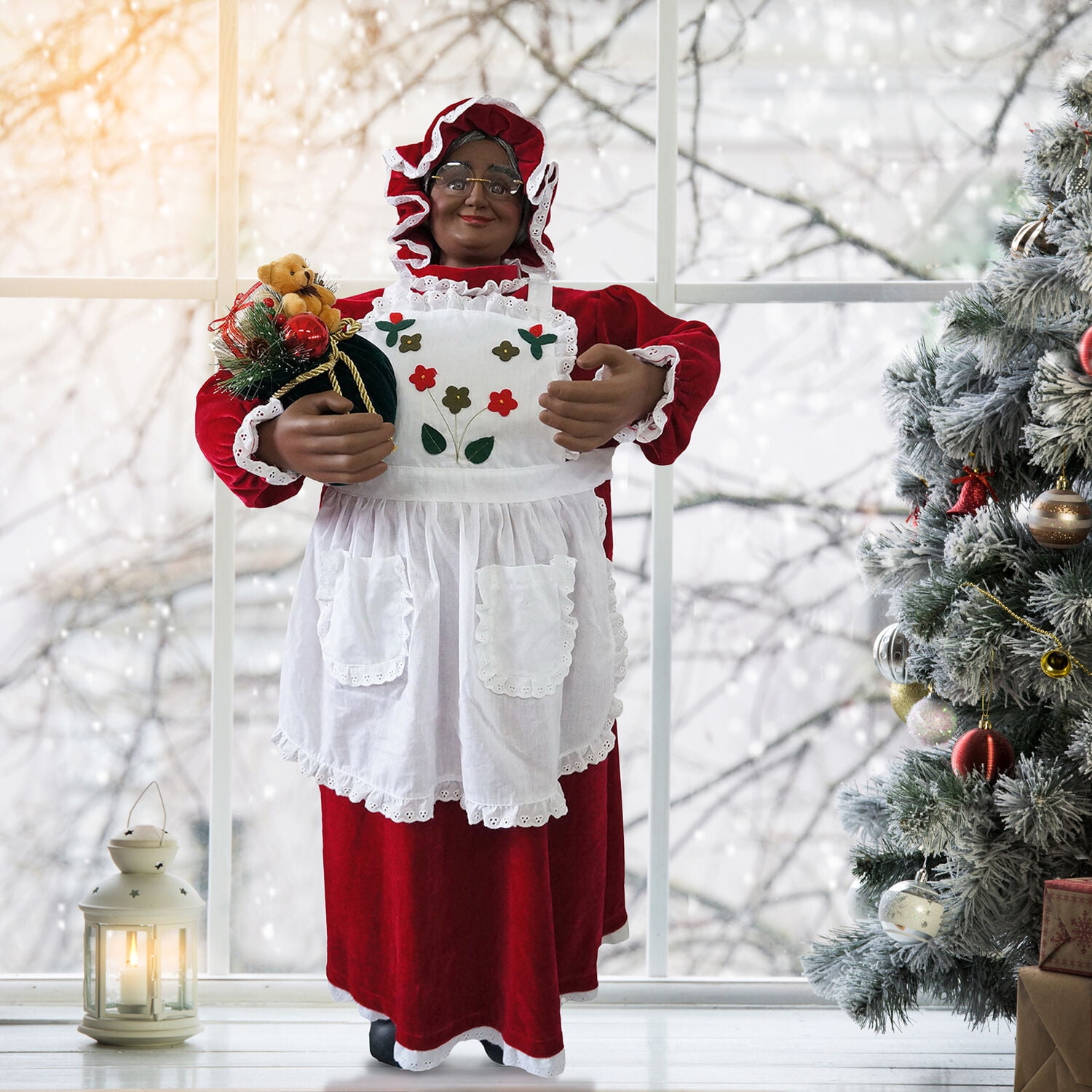3-Ft. Red and White Animated Mrs. Claus with Apron
