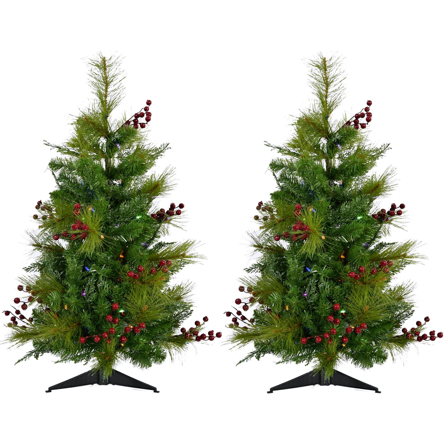 Frosted Pine 4-ft Outdoor Christmas Tree with Multicolor LED Lights