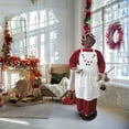 thumbnail image 1 of Christmas Time 58-In. African American Dancing Mrs. Claus with Apron and Christmas Cookies | Animated Indoor Holiday Home Decor | CT-MC058-2RD2-AA, 1 of 10