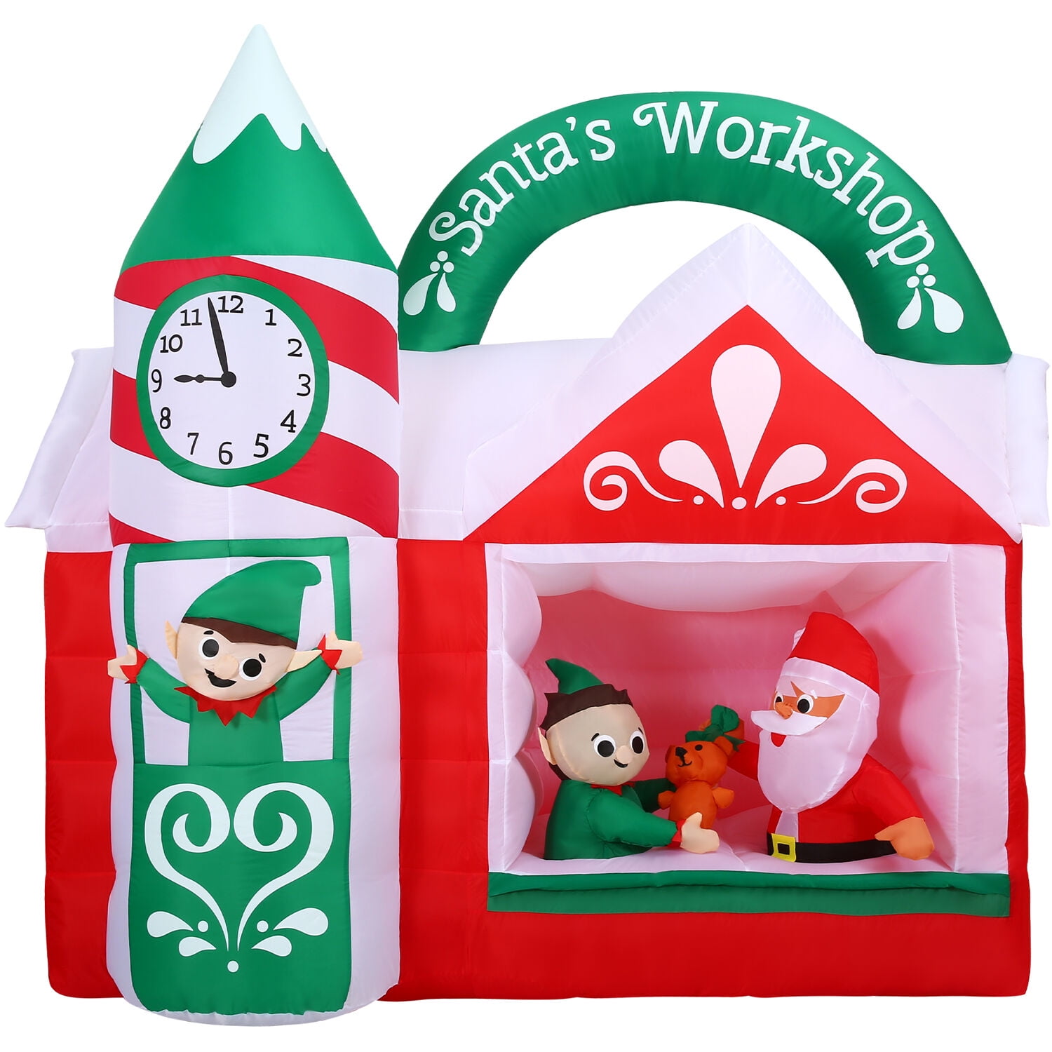 Christmas Time 6-Ft. Inflatable Santa\'s Workshop with Lights ...